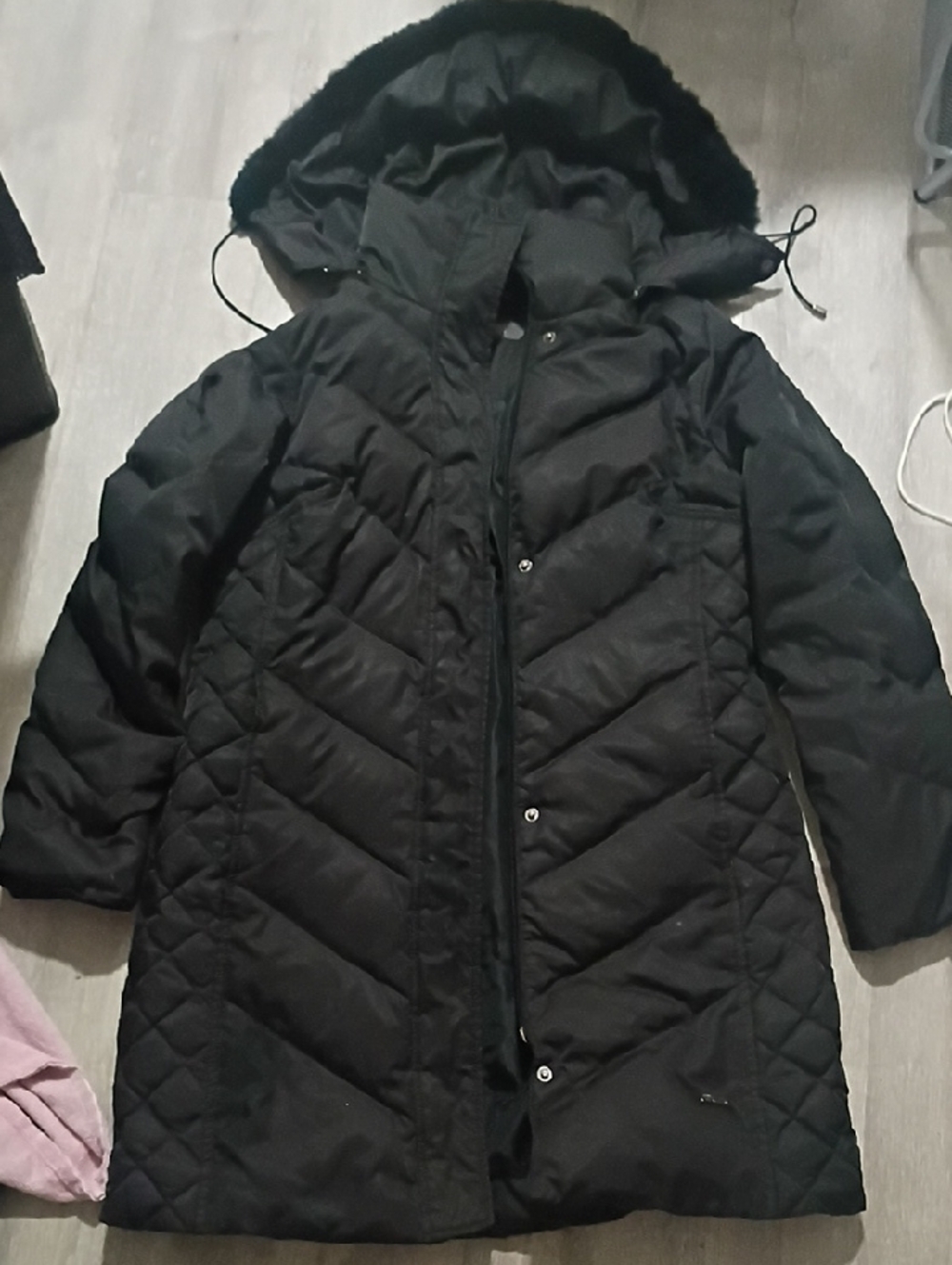 Kenneth Cole Women's Black Quilted Hooded Puffer Coat